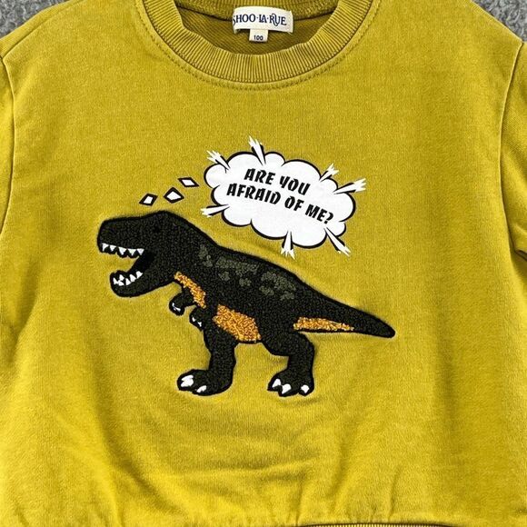 Shoo la Rue Kids 4T Crew Sweatshirt Dinosaur Mustard Yellow - Picture 2 of 10